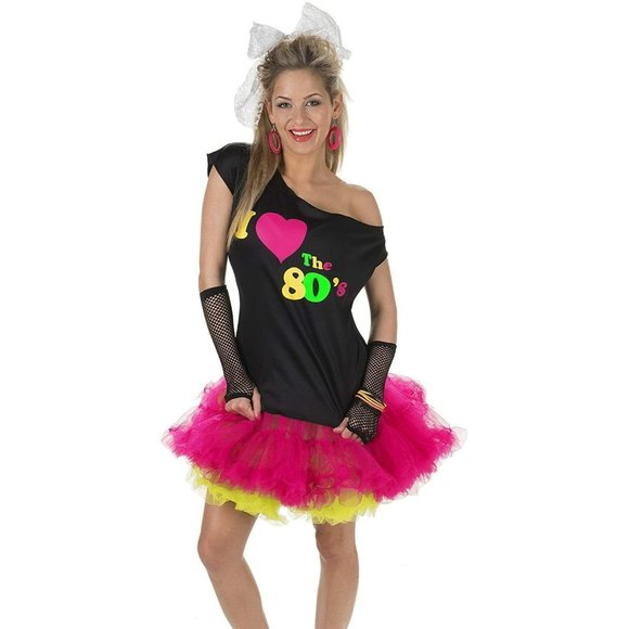 Underwraps  I Love The 80s Shirt Retro Halloween Costume  Women's size Small - Picture 1 of 3
